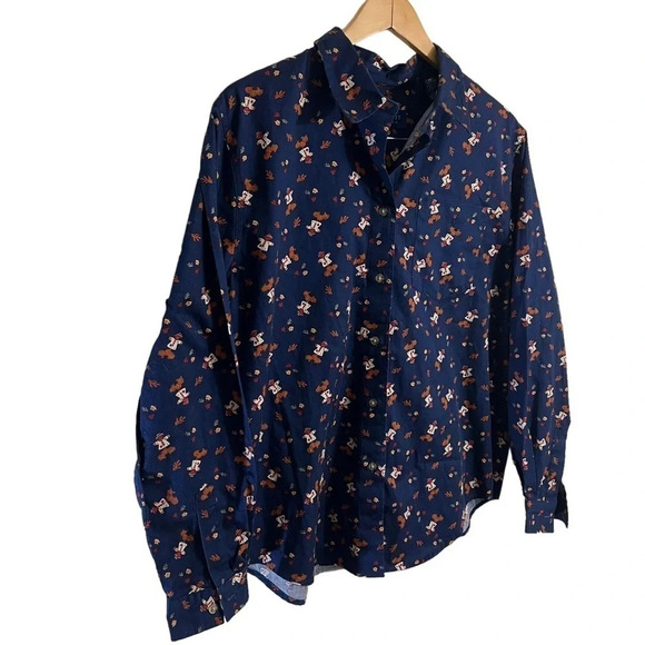 Karen Scott Halloween Fall Button Up Shirt Large Scarecrow All Over Pattern Top - Picture 5 of 6